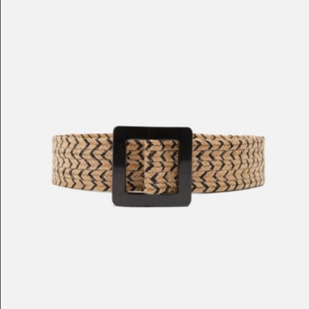 Zara Two-Tone Raffia Belt